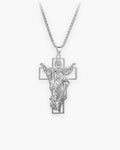 Atlas Risen Christ cross necklace in silver-tone titanium steel [c:silver]