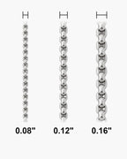 Atlas Rolo Chain widths 0.08 to 0.16 inch shown at true scale [u:in]