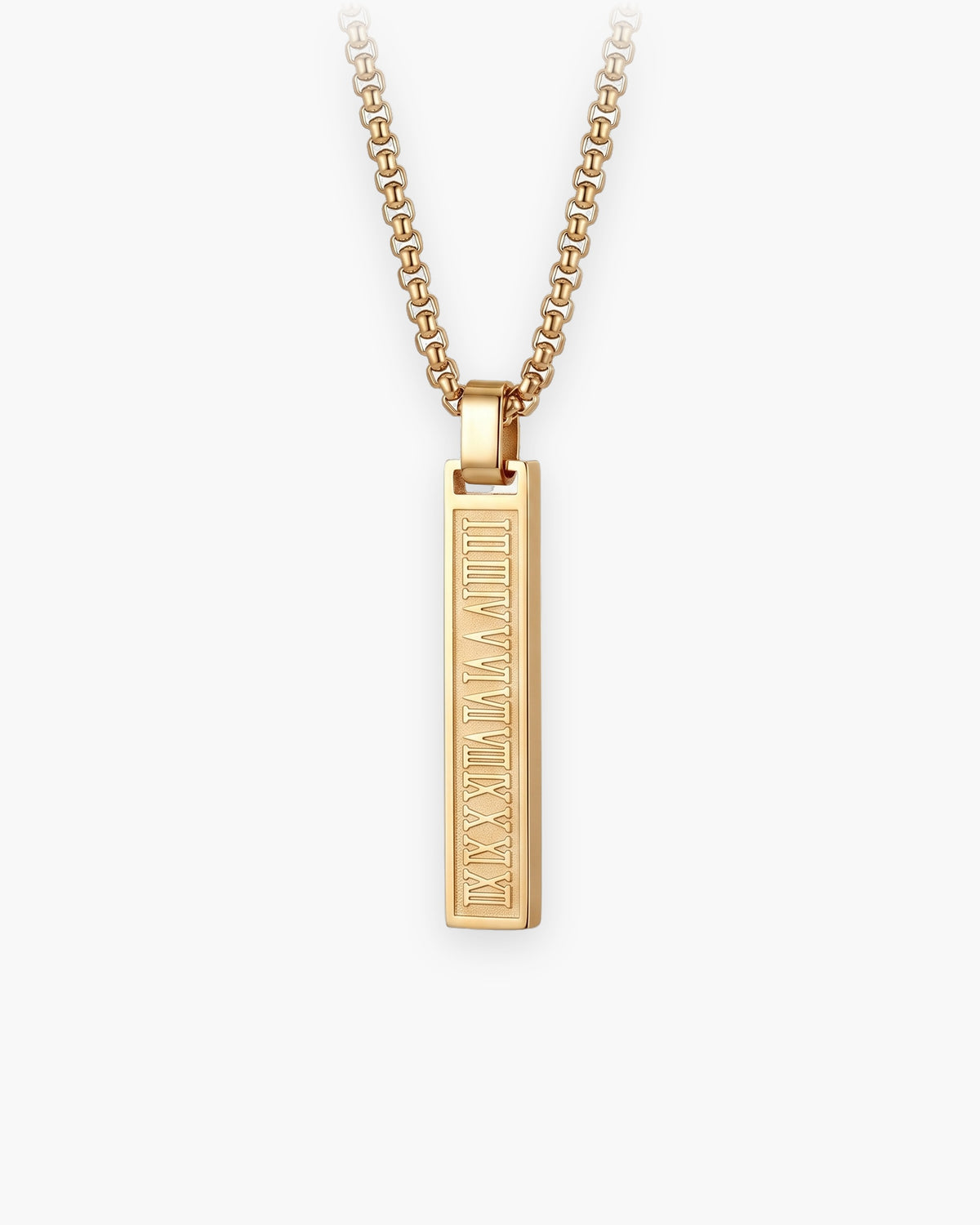 Atlas Roman numeral bar necklace in gold-tone titanium steel [c:gold]