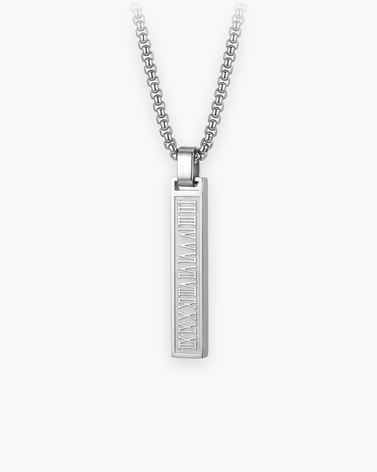 Atlas Roman numeral bar necklace in silver-tone titanium steel [c:silver]