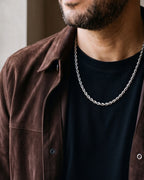 Close-up of the silver-tone Atlas Rope Chain worn at true size