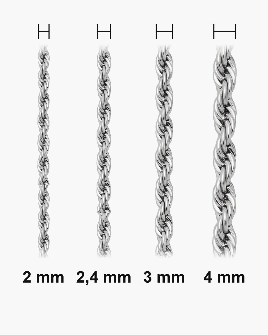 Atlas chain widths at true scale [u:mm]
