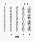 Atlas Rope Chain widths 2 to 5 mm shown at true scale [u:mm]