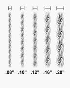 Atlas Rope Chain widths 0.08 to 0.20 inch shown at true scale [u:in]