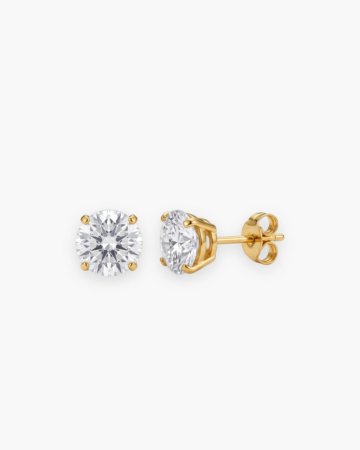 Atlas round cubic zirconia stud earrings in gold-tone stainless steel [c:gold]