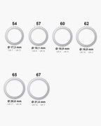 Atlas ring sizes EU 54 to 67 (US 7 to 12) with inner diameters from 17.3 to 21.4 mm [u:mm]