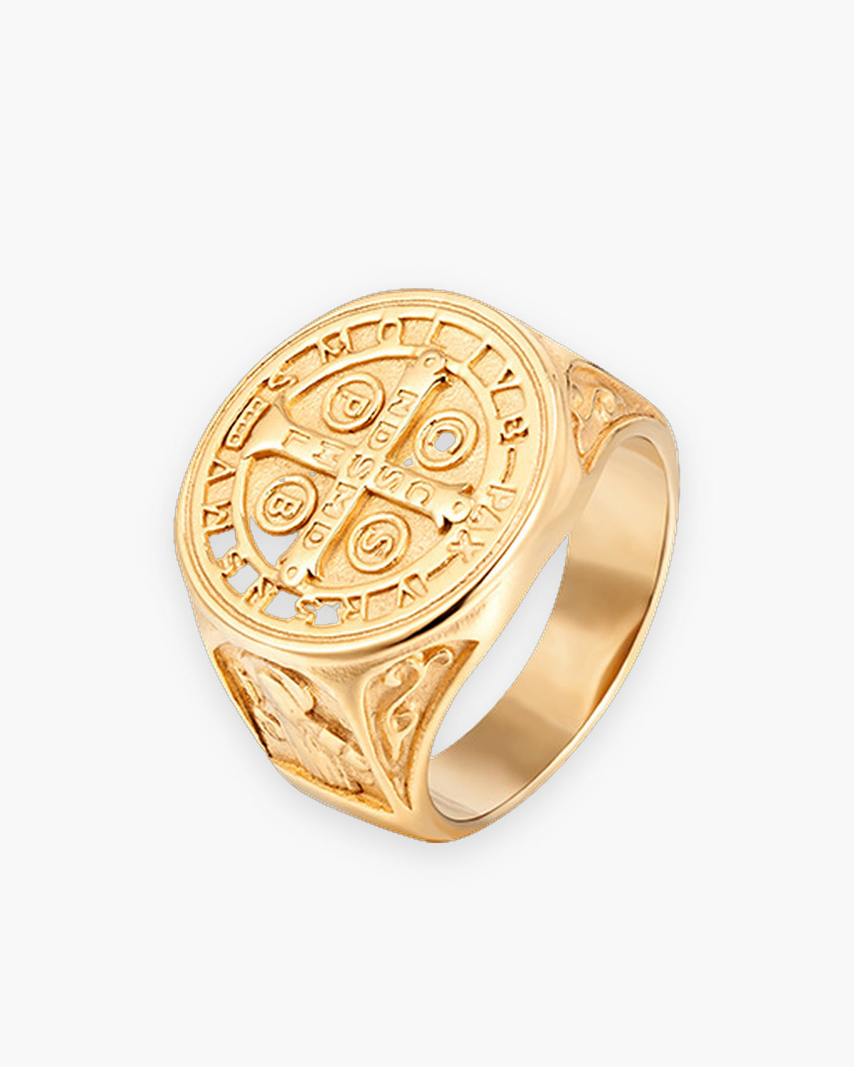 Atlas Saint Benedict signet ring in gold-tone stainless steel [c:gold]