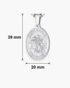 Atlas Saint Michael oval pendant necklace dimensions at true scale: 20 x 39 mm [u:mm]