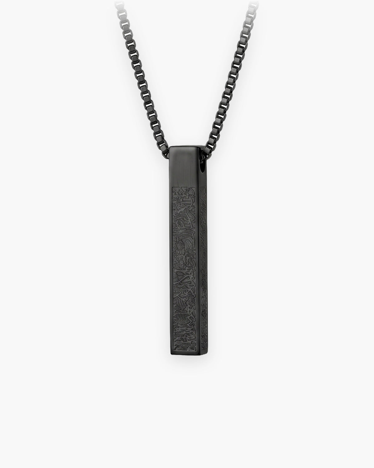 Atlas script bar pendant necklace in black titanium steel [c:black]