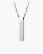 Atlas script bar pendant necklace in silver-tone titanium steel [c:silver]