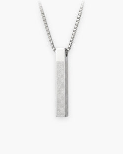 Atlas script bar pendant necklace in silver-tone titanium steel [c:silver]