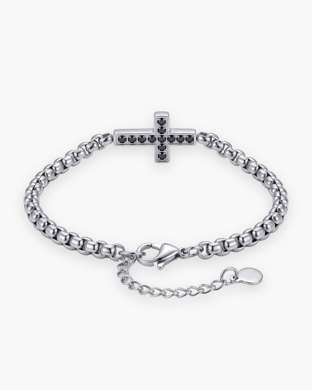Atlas sideways cross bracelet in silver-tone stainless steel [c:silver]