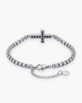 Atlas sideways cross bracelet in silver-tone stainless steel [c:silver]