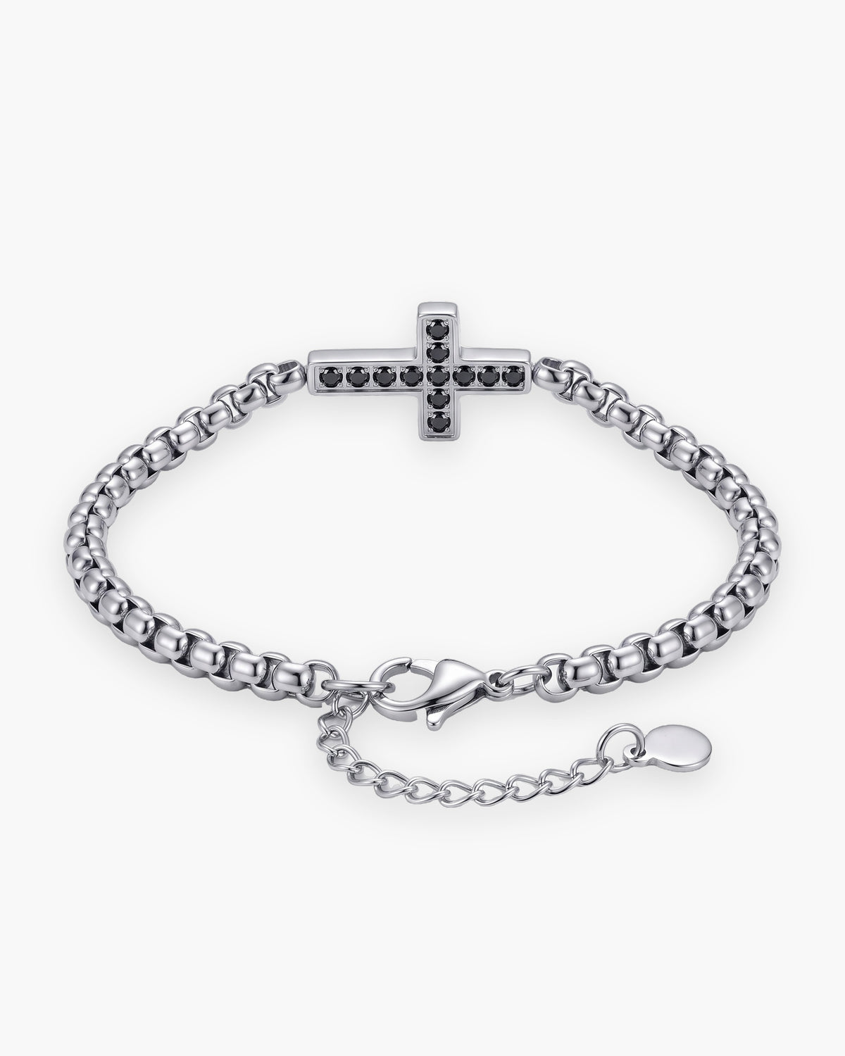 Atlas sideways cross bracelet in silver-tone stainless steel [c:silver]