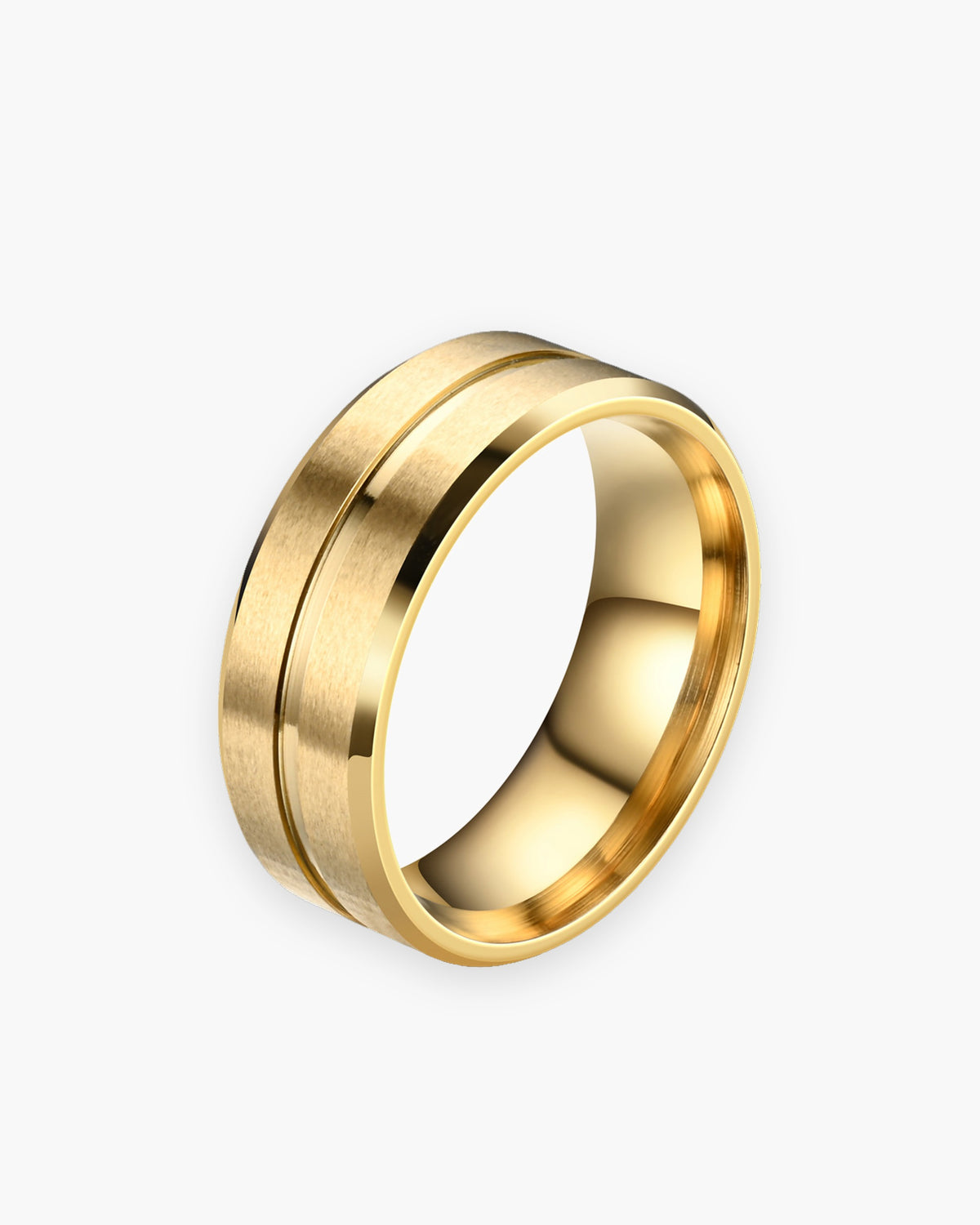 Atlas single groove band ring in gold-tone stainless steel [c:gold]