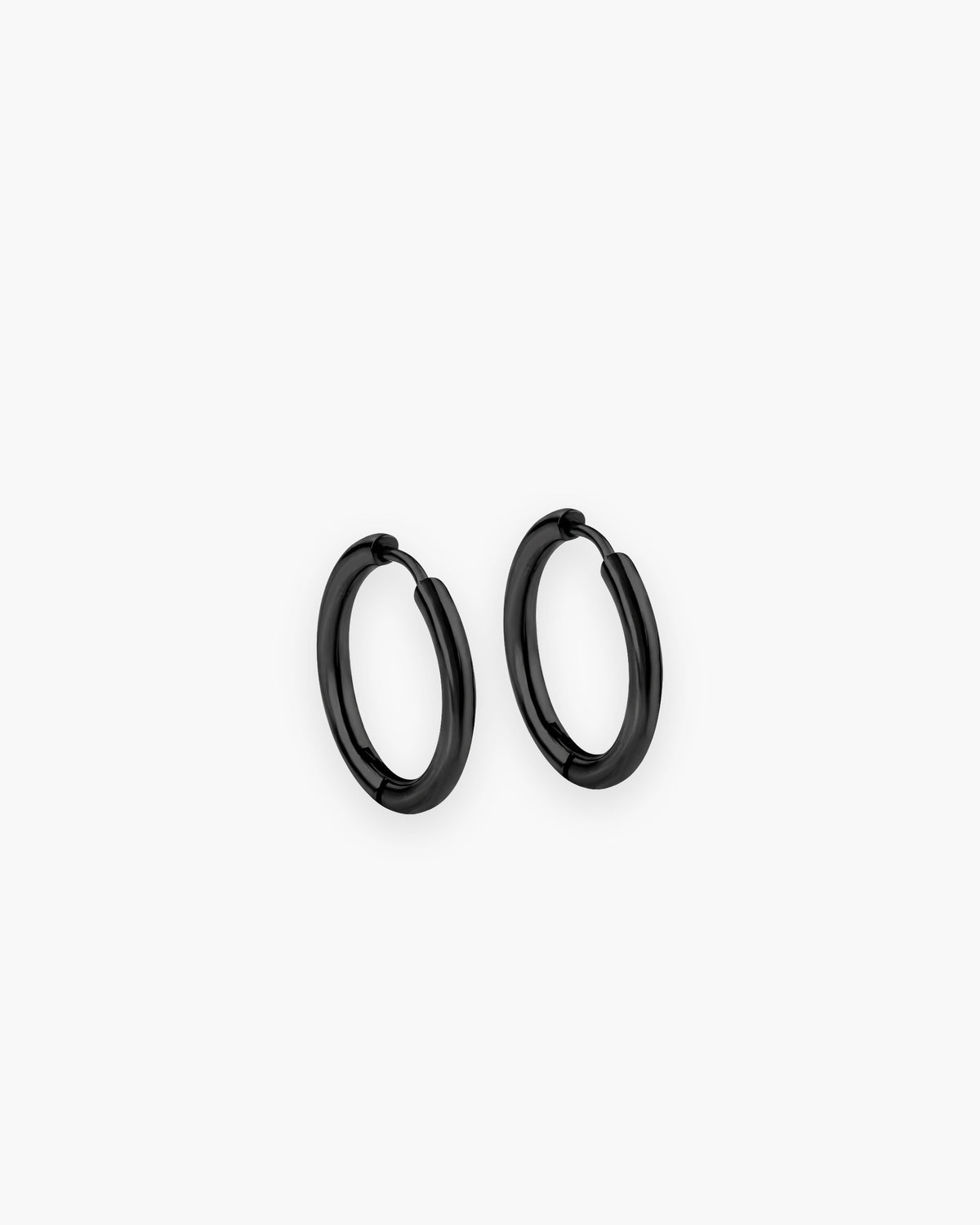 Atlas slim hoop earrings in black stainless steel [c:black]