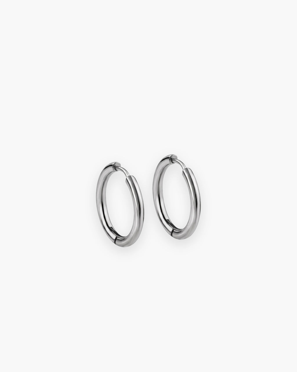 Atlas slim hoop earrings in silver-tone stainless steel [c:silver]