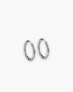 Atlas slim hoop earrings in silver-tone stainless steel [c:silver]