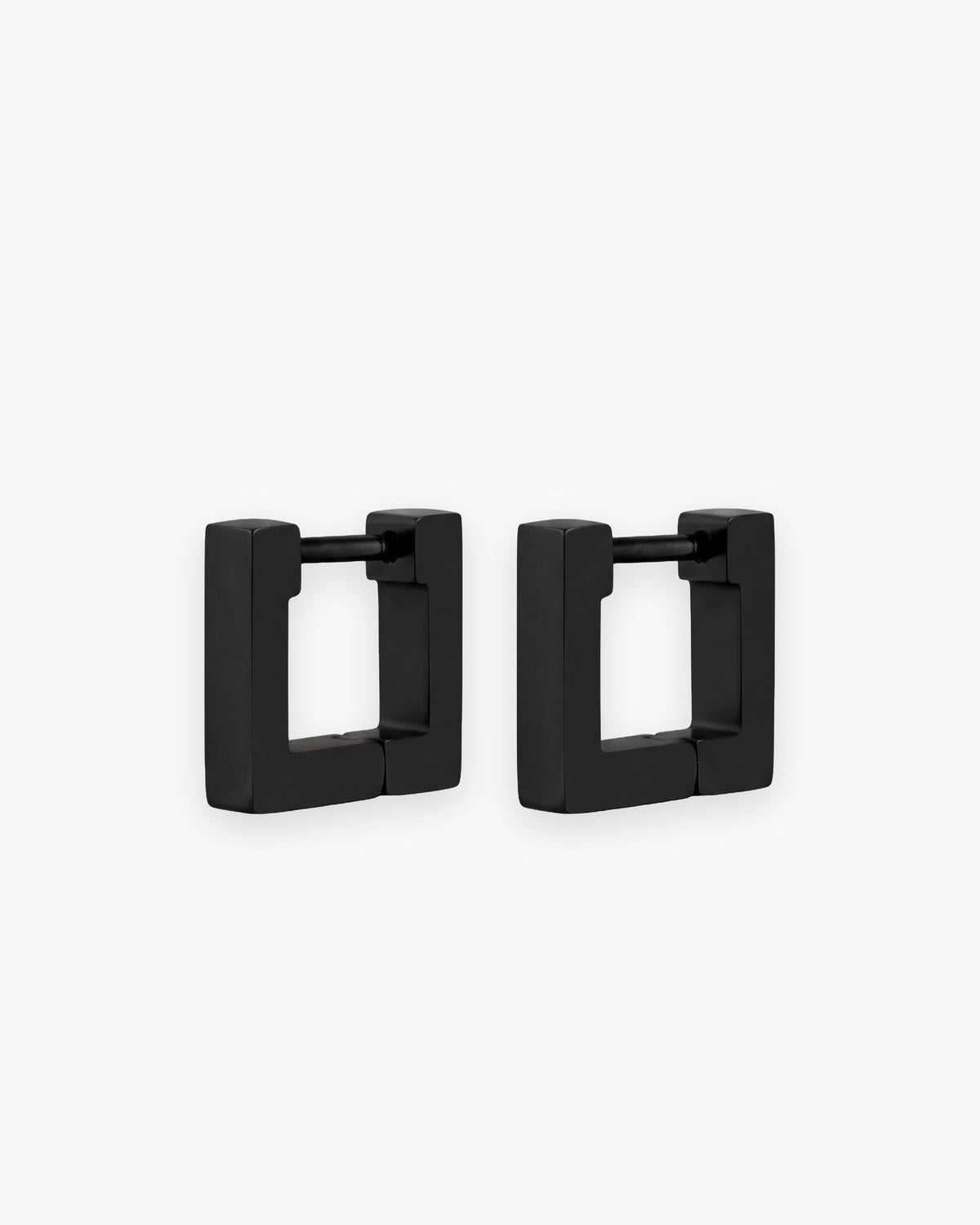 Pair of Atlas 4 mm square huggie hoop earrings in black stainless steel [c:black]