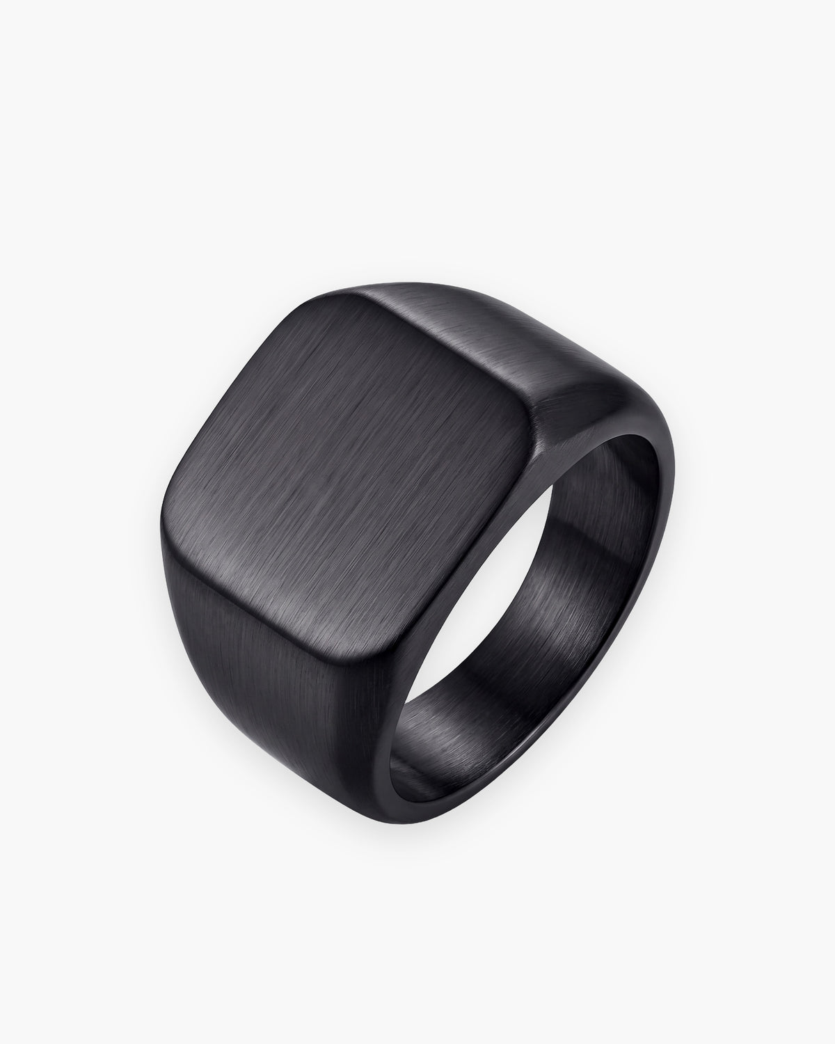 Atlas square signet ring in brushed black stainless steel [c:blackbrushed]