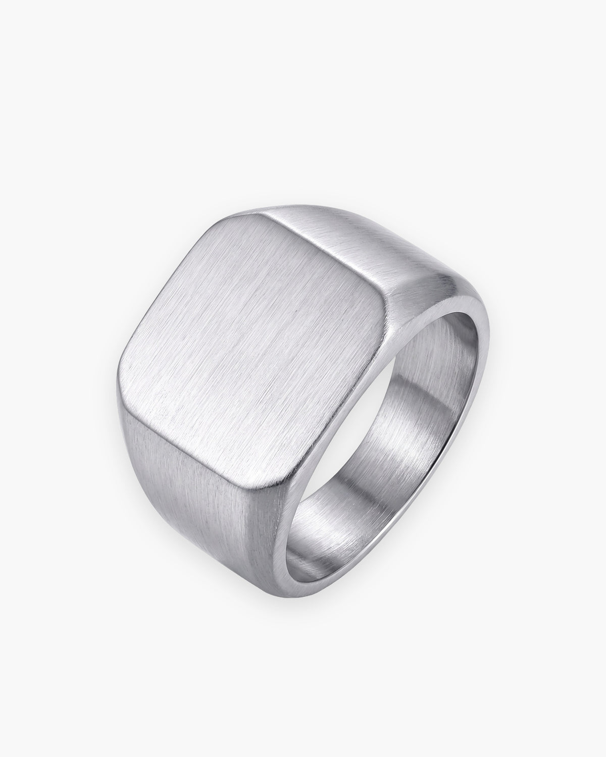 Atlas square signet ring in brushed silver stainless steel [c:silverbrushed]