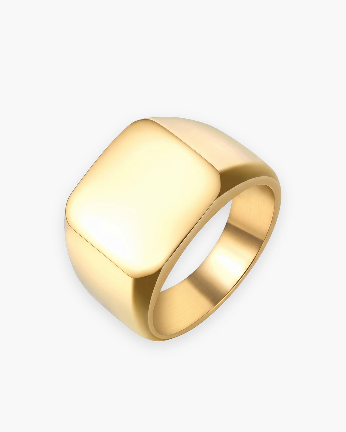 Atlas square signet ring in polished gold-tone stainless steel [c:goldpolished]