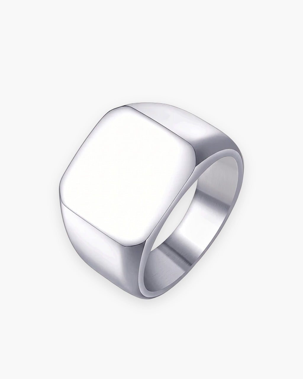 Atlas square signet ring in polished silver stainless steel [c:silverpolished]