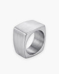 Atlas square top ring in silver-tone titanium steel [c:silver]