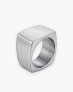 Atlas square top ring in silver-tone titanium steel [c:silver]