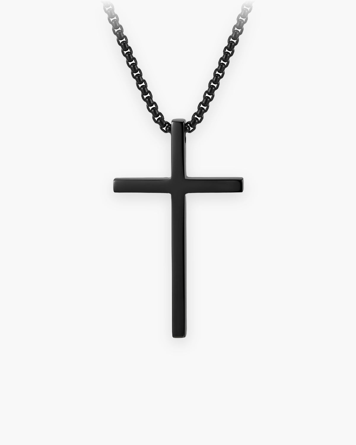Atlas minimal cross pendant necklace in black stainless steel [c:black]