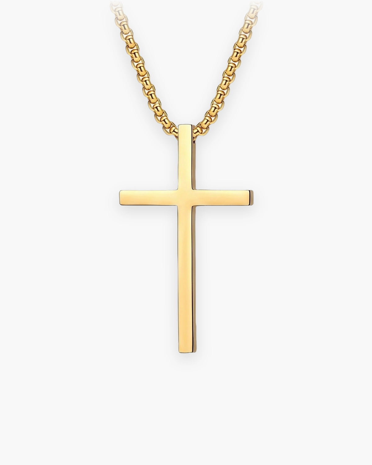 Atlas minimal cross pendant necklace in gold-tone stainless steel [c:gold]