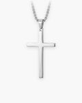 Atlas minimal cross pendant necklace in silver-tone stainless steel [c:silver]