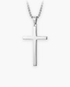 Atlas minimal cross pendant necklace in silver-tone stainless steel [c:silver]