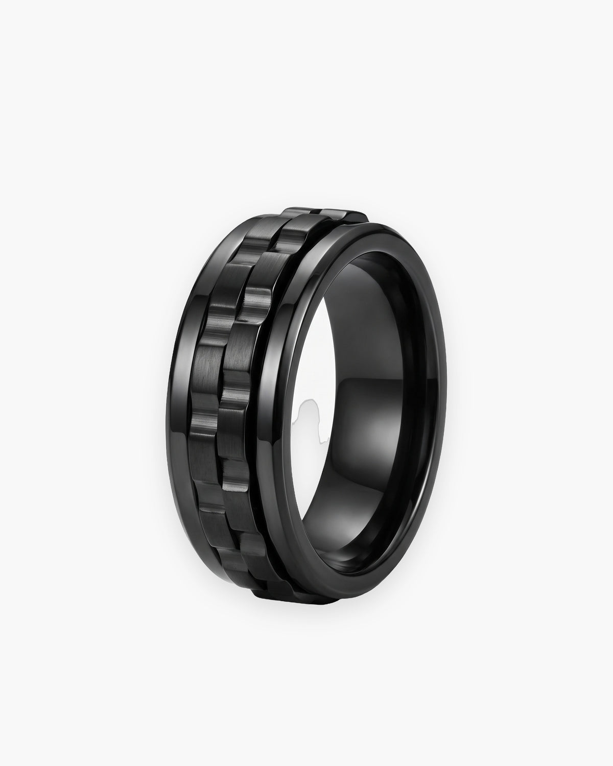 Atlas textured spinner ring in black stainless steel [c:black]
