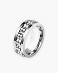 Atlas textured spinner ring in silver-tone stainless steel [c:silver]