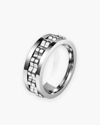 Atlas textured spinner ring in silver-tone stainless steel [c:silver]
