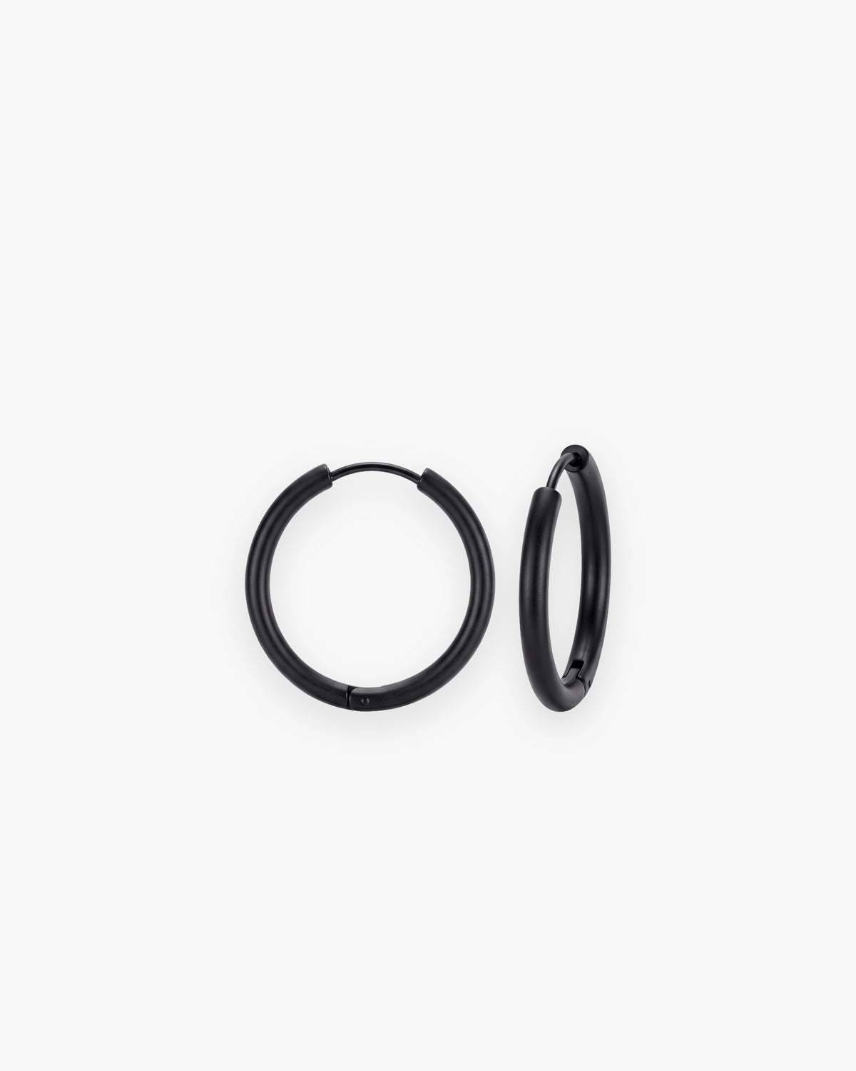 Atlas thin seamless hoop earrings in black stainless steel [c:black]