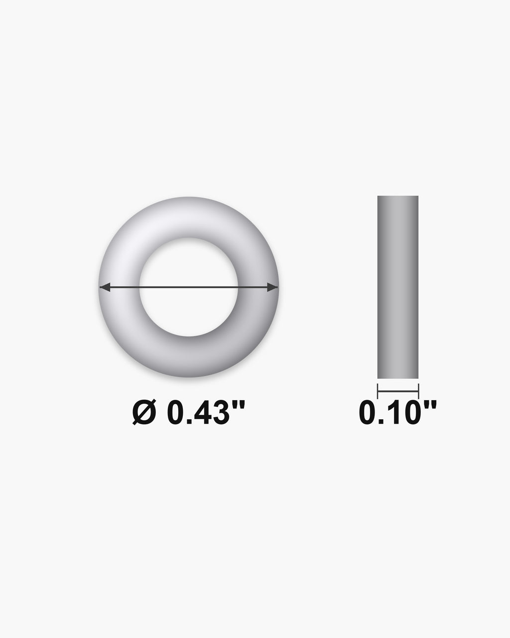 Atlas thin hoop earring dimensions: 0.43 inch across, 0.10 inch thick [u:in]