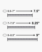 Atlas tiger eye bead bracelet lengths 7.5 to 9 inches with matching wrist sizes [u:in]