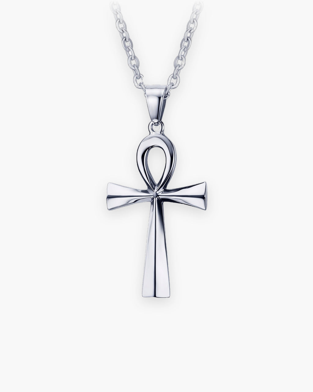 Atlas ankh cross pendant necklace in silver-tone titanium steel [c:silver]