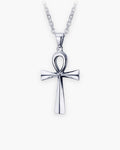 Atlas ankh cross pendant necklace in silver-tone titanium steel [c:silver]