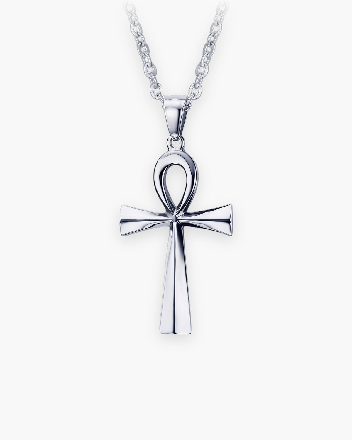 Atlas ankh cross pendant necklace in silver-tone titanium steel [c:silver]