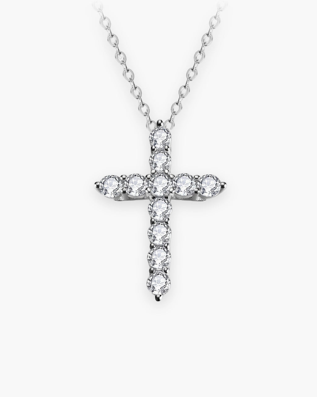 Atlas CZ cross pendant necklace in silver-tone titanium steel [c:silver]