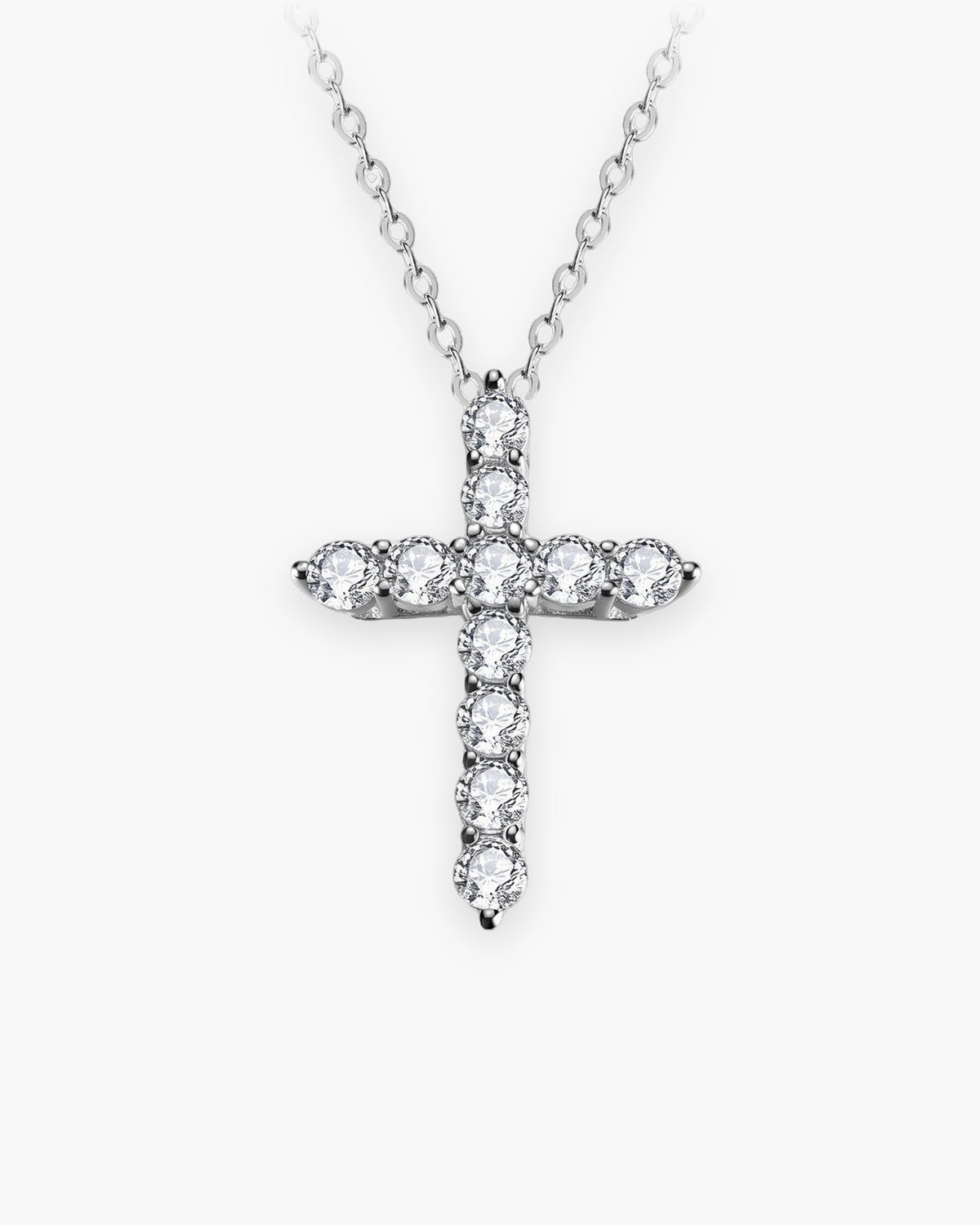 Atlas CZ cross pendant necklace in silver-tone titanium steel [c:silver]