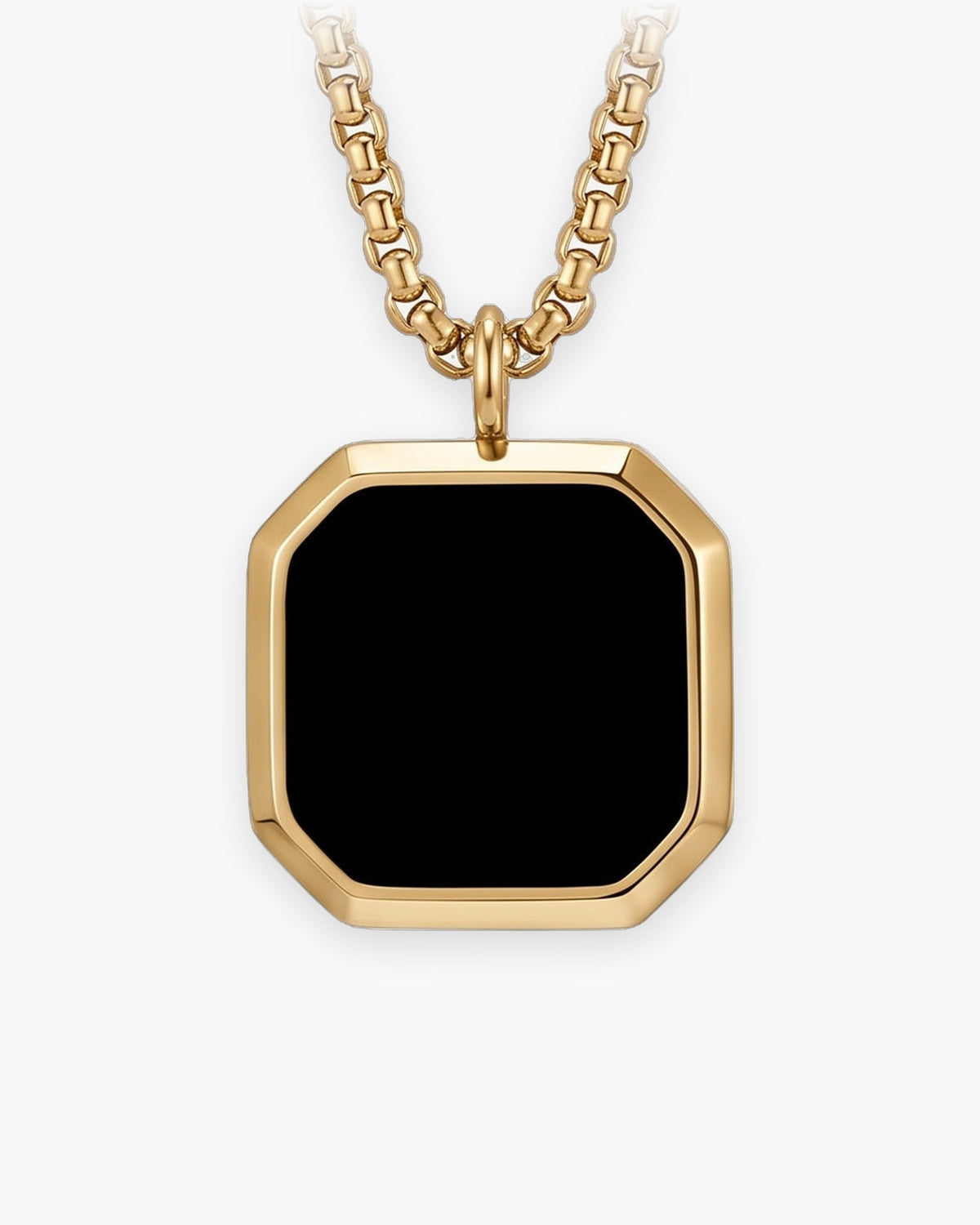 Atlas octagon black inlay pendant necklace in gold-tone titanium steel [c:gold]