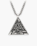 Atlas Valknut triangle pendant necklace in silver-tone titanium steel [c:silver]