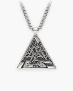 Atlas Valknut triangle pendant necklace in silver-tone titanium steel [c:silver]