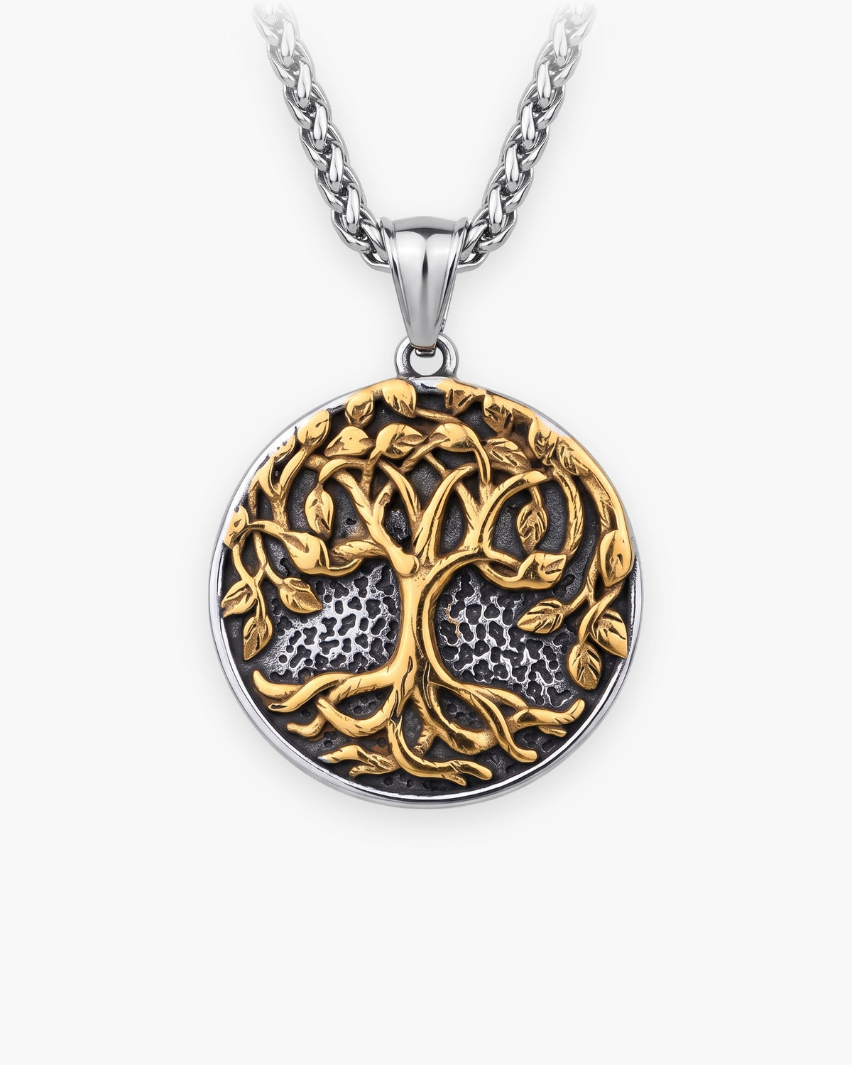 Atlas Tree of Life medallion pendant with gold-tone tree, 30 x 40 mm [c:gold]