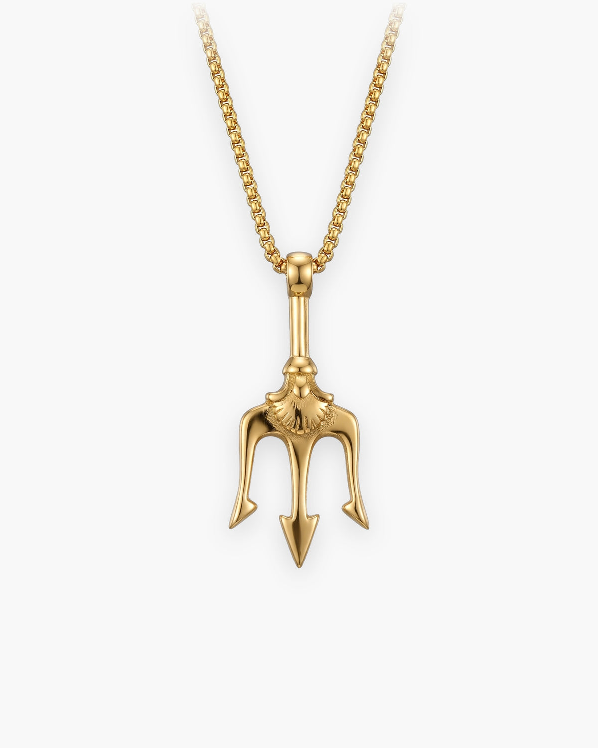 Atlas trident pendant necklace in gold-tone titanium steel [c:gold]