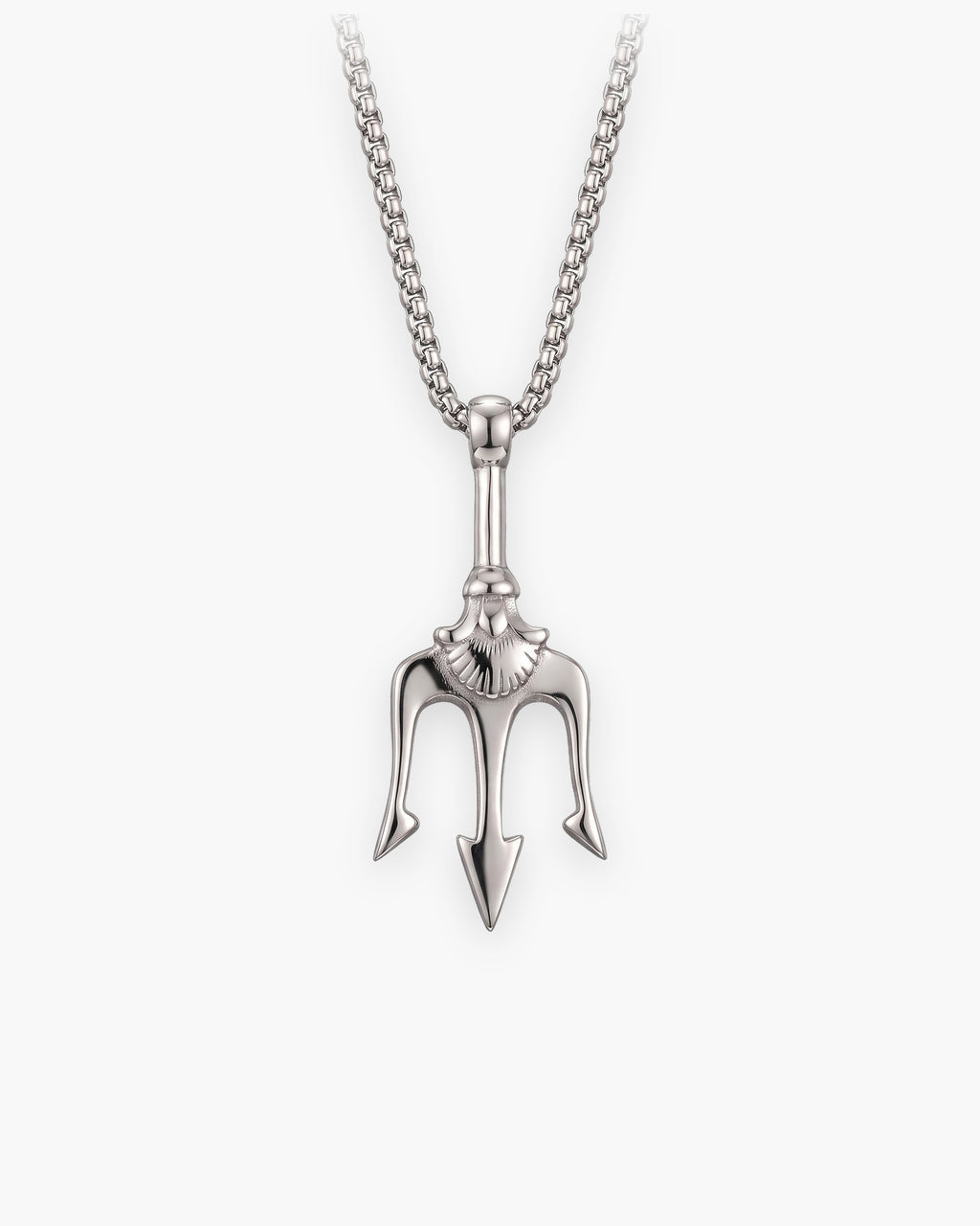 Atlas trident pendant necklace in silver-tone titanium steel [c:silver]